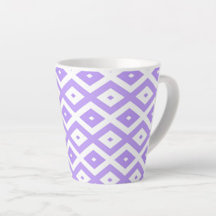 Paars en wit diamantpatroon latte mok