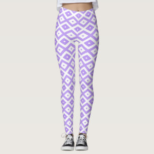 Paars en wit diamantpatroon leggings