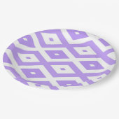 Paars en wit diamantpatroon papieren bordje (Gekanteld)