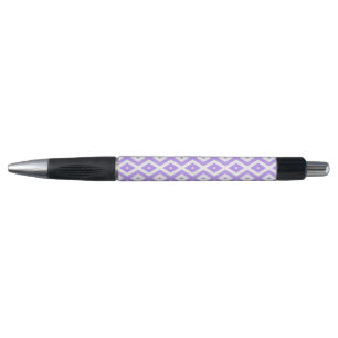 Paars en wit diamantpatroon pen