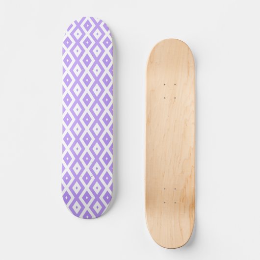 Paars en wit diamantpatroon persoonlijk skateboard (Voorkant)