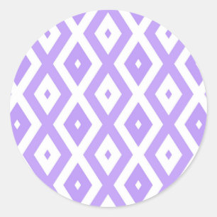 Paars en wit diamantpatroon ronde sticker
