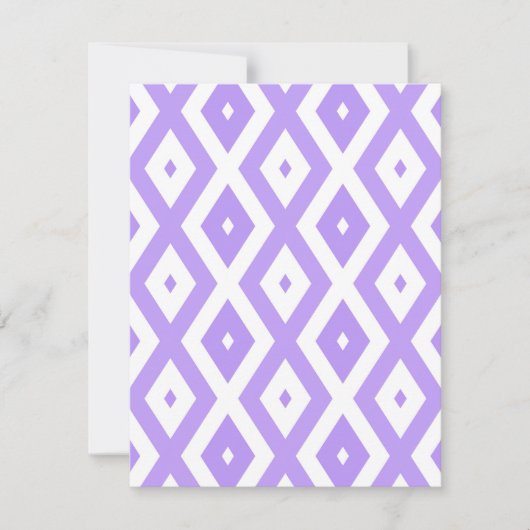 Paars en wit diamantpatroon RSVP kaartje (Voorkant)