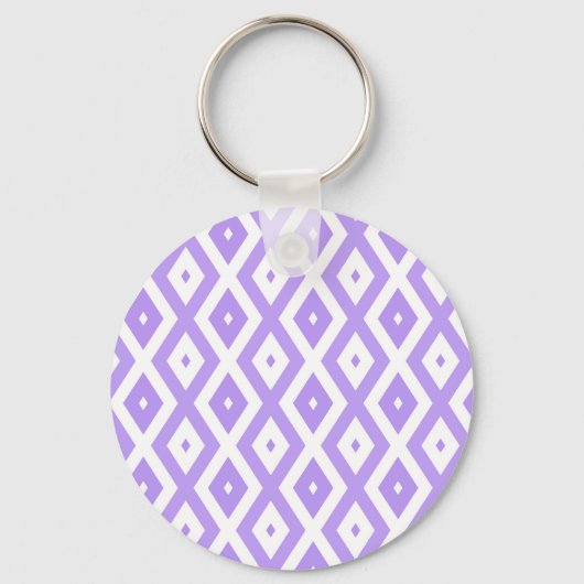 Paars en wit diamantpatroon sleutelhanger (Voorkant)