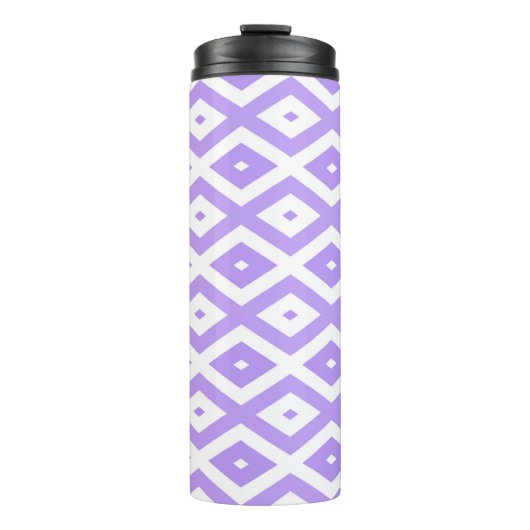 Paars en wit diamantpatroon thermosbeker (Voorkant)