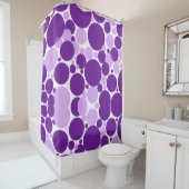 Paars en wit douchegordijn (In situ)