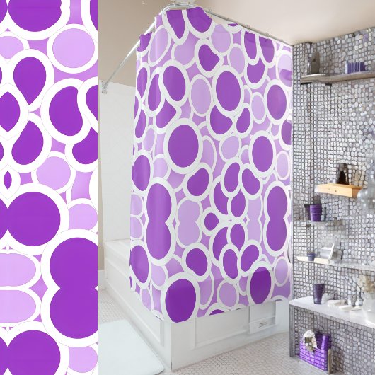 Paars en wit douchegordijn