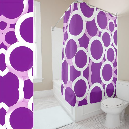 Paars en wit douchegordijn