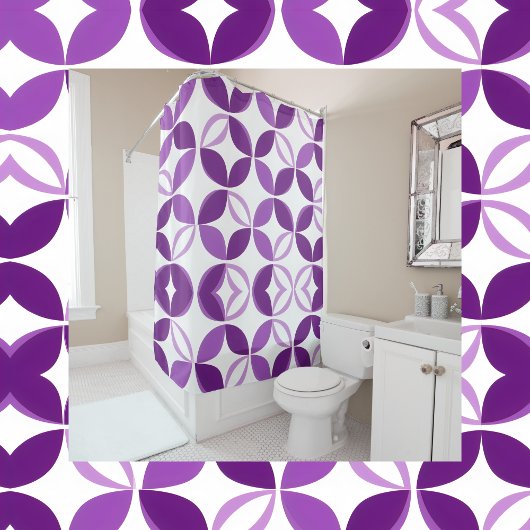Paars en wit douchegordijn