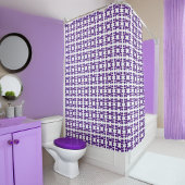 Paars en wit douchegordijn