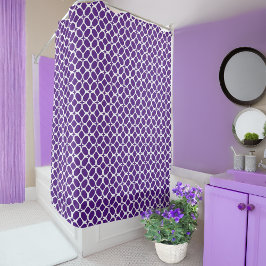 Paars en wit douchegordijn