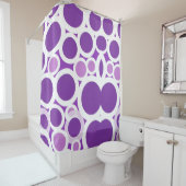 Paars en wit douchegordijn (In situ)