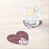  Paars en wit Floral Wedding Heart Kartonnen Onderzetters (Insitu)