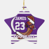 Paars en wit Football Keramisch Ornament (Voorkant)