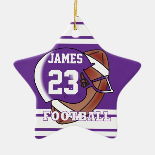 Paars en wit Football Keramisch Ornament (Voorkant)