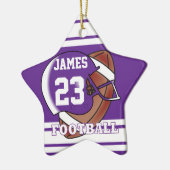 Paars en wit Football Keramisch Ornament (Links)