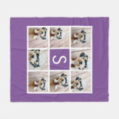 Paars en Wit Foto Collage Aangepast Monogram Fleece Deken (Voorkant (Horizontaal))