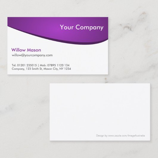 Paars en wit gebogen, professioneel Visitekaartje (Voorkant / Achterkant)