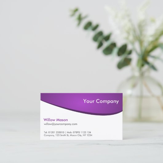 Paars en wit gebogen, professioneel Visitekaartje (Staand voorkant)