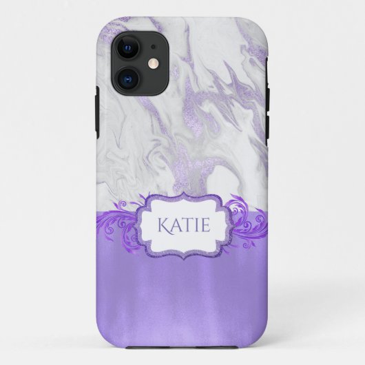 Paars en wit gemarmerd Case-Mate iPhone case (Achterkant)