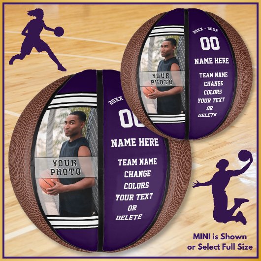 Paars en wit gepersonaliseerd Mini Basketball Basketbal