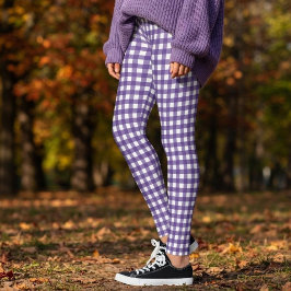 Paars en wit geruit geruit dambordruit leggings