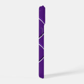 Paars en wit gestreept ontwerp fancy S initiaal iPhone 15 Case (Rechterkant)