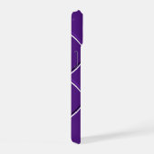 Paars en wit gestreept ontwerp fancy U initiaal iPhone 15 Case (Rechterkant)