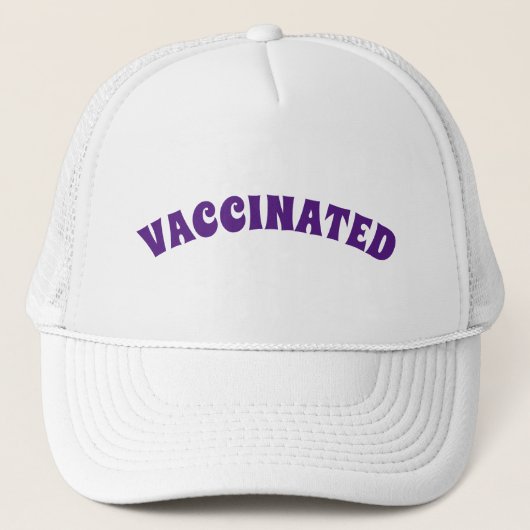 Paars en wit gevaccineerd trucker pet (Voorkant)