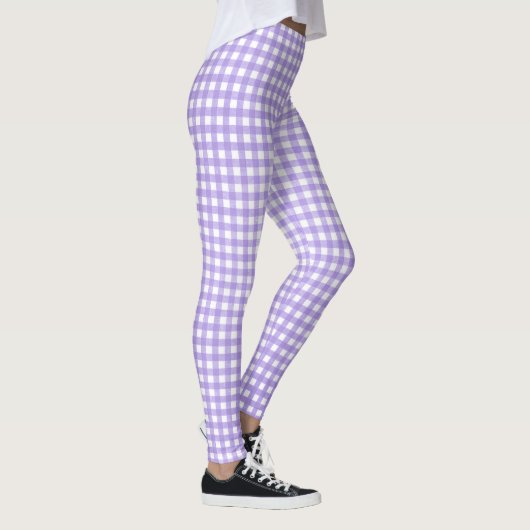 paars en wit gingham patroon leggings (Rechts)
