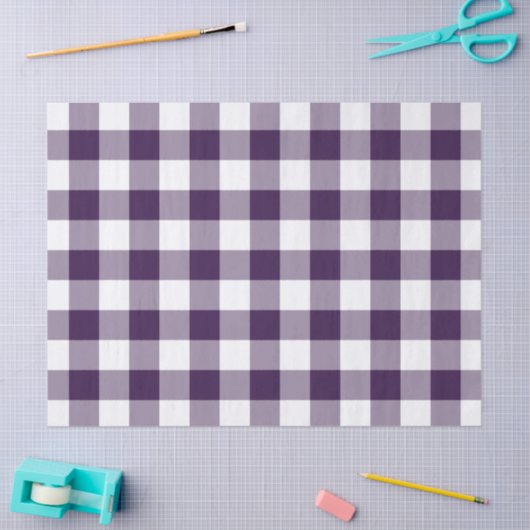 Paars en wit Gingham Patroonpapier Tissuepapier (Craft)