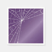 Paars en wit glinsterend diamanten spinnenweb servet (Voorkant)