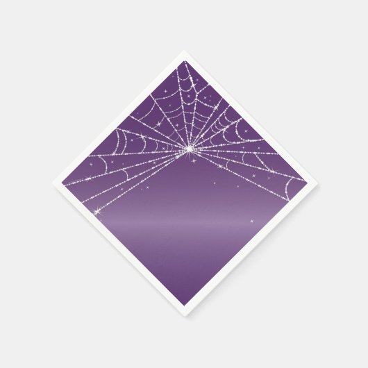 Paars en wit glinsterend diamanten spinnenweb servet (Hoek)