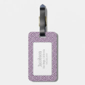 Paars en wit Grieks Zeer belangrijk Monogram Bagag Bagagelabel (Achterkant verticaal)