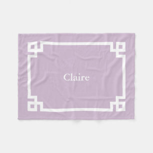 Paars en Wit Griekse Sleutel Monogram Fleece Deken