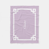 Paars en Wit Griekse Sleutel Monogram Fleece Deken (Voorkant)