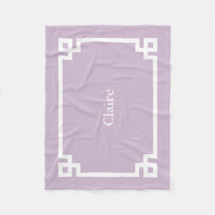 Paars en Wit Griekse Sleutel Monogram Fleece Deken