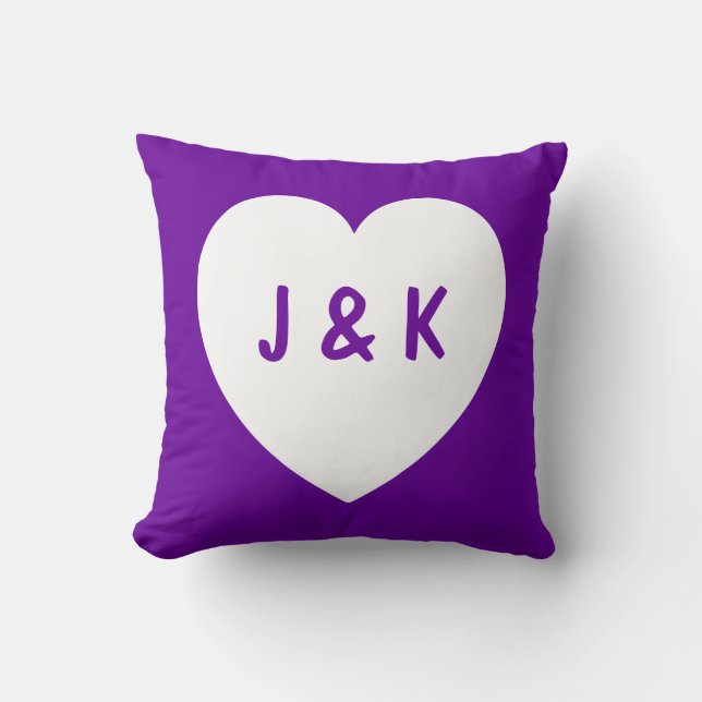 Paars en wit hartsymbool Pillow Kussen (Voorkant)