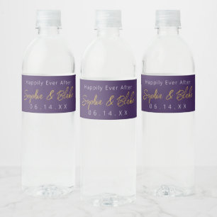 Paars en Wit Huwelijk Waterfles Etiket