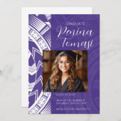 Paars en wit kaart (Voorkant / Achterkant)