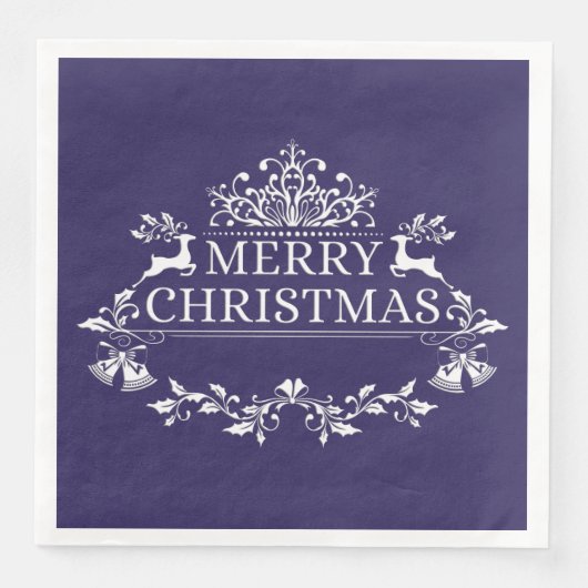Paars en wit kerstpapier Napkins Servetten (Voorkant)