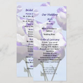 Paars en wit lisianthus-huwelijksprogramma programmakaart (Voorkant / Achterkant)