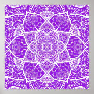 Paars en wit Mandala - Loergann in Anemone Poster