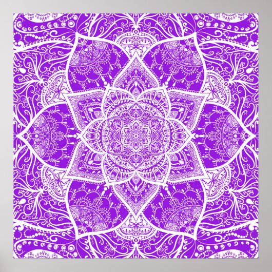 Paars en wit Mandala - Loergann in Anemone Poster (Voorkant)