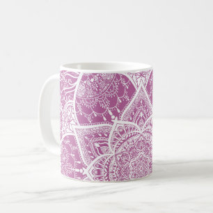 Paars en wit Mandala - Loergann in Clover Koffiemok