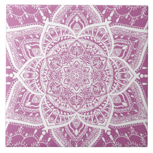 Paars en wit Mandala - Loergann in Clover Tegeltje