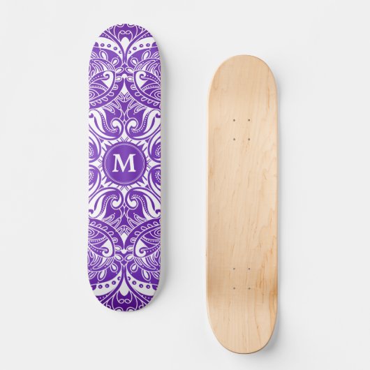Paars en wit Mandala - Monogram Skateboard (Voorkant)