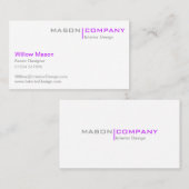 Paars en wit Minimalistisch Visitekaartje (Voorkant / Achterkant)