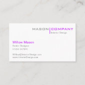 Paars en wit Minimalistisch Visitekaartje (Voorkant)