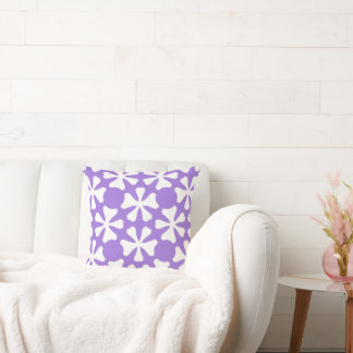 Paars en wit modern geometrisch bloempatroon kussen